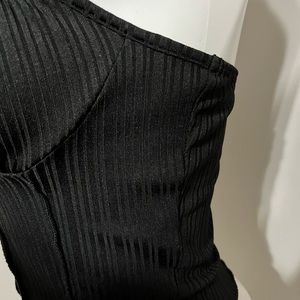 Papaya crop top, fancy design, black, size large